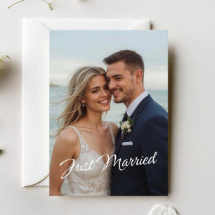 Elegant Just Married Wedding Photo Announcement