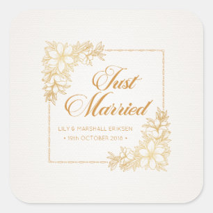 Elegant Just Married Wedding   Sticker Seal