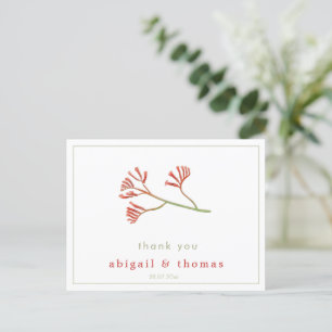 Elegant Kangaroo Paw Flower - Wedding Thank You Postcard