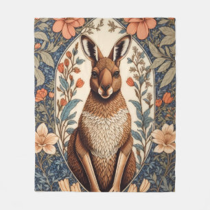 Elegant Kangaroo William Morris Inspired Fleece Blanket