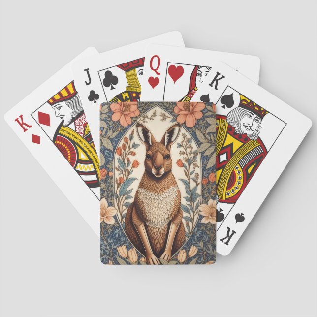 Elegant Kangaroo William Morris Inspired  Playing Cards (Back)
