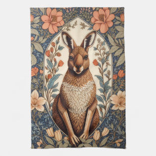 Elegant Kangaroo William Morris Inspired Tea Towel