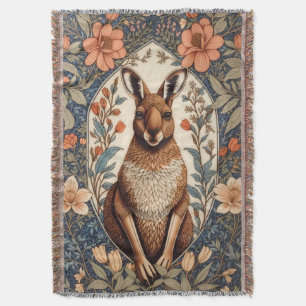 Elegant Kangaroo William Morris Inspired  Throw Blanket