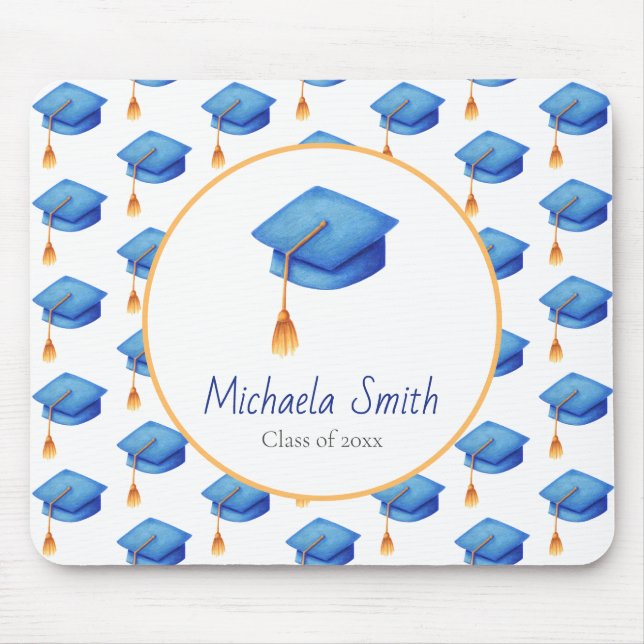 Elegant Keepsake Blue High School Graduation  Mouse Pad (Front)