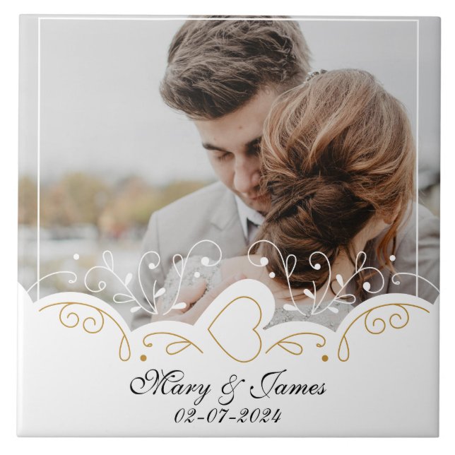 Elegant Keepsake Memories Groom Newlyweds  Ceramic Tile (Front)