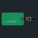 Elegant Kelly Green Script Name Personalised Luggage Tag<br><div class="desc">Elegant Kelly Green Script Name Personalised Luggage Tag</div>