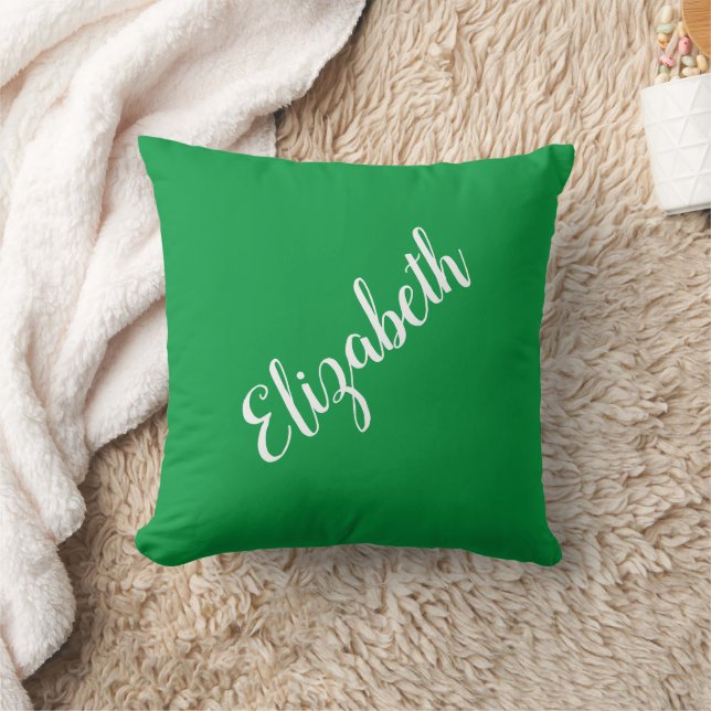 Elegant Kelly Green Your Own Name Typography Cushion (Blanket)