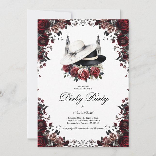 Elegant Kentucky Derby Bridal Shower Invitation Fl (Front)