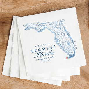 Elegant Key West Florida Map Wedding Napkin