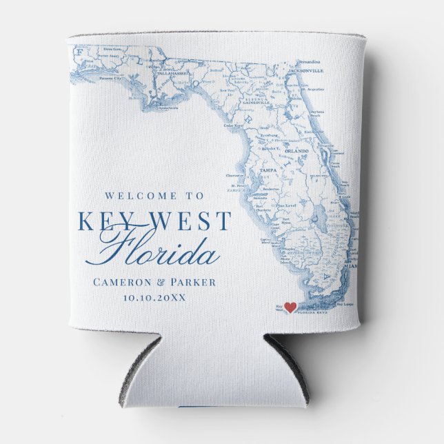 Elegant Key West Florida Wedding Favour Can Cooler (Front)