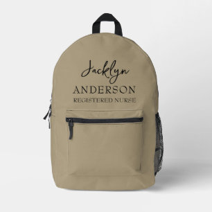 Elegant Khaki Custom Nurse Printed Backpack