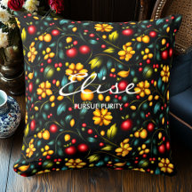 Elegant Khokhloma Floral Decorative Throw Pillow
