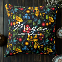 Elegant Khokhloma Inspired Decorative Throw Pillow