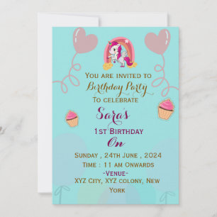 Elegant kid's birthday Party Invitations