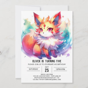 Elegant Kids Fox Birthday Invitation