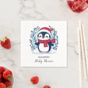 Elegant Kids Penguin Baby Shower Napkin
