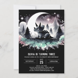 Elegant Kids Triceratops Birthday Invitation