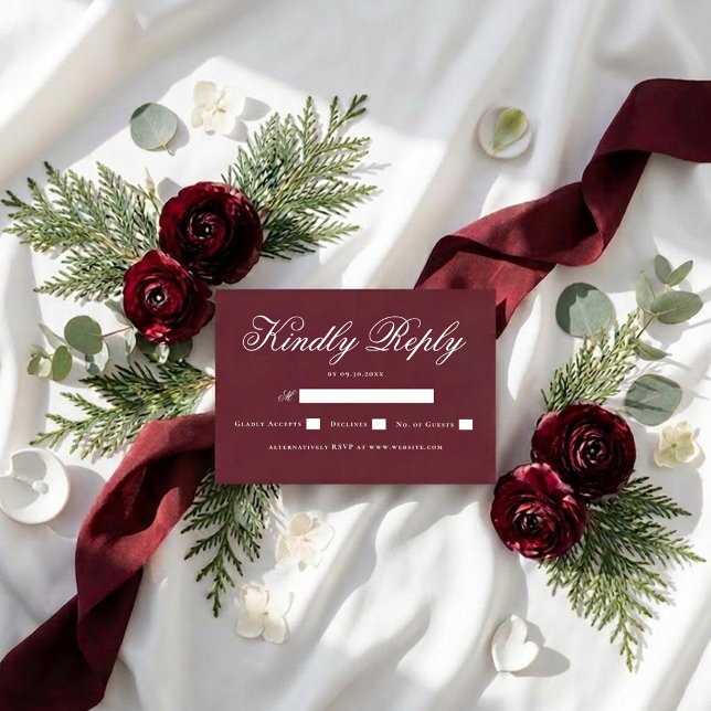 Elegant Kindly Reply Wedding Website RSVP Card (Creator Uploaded)