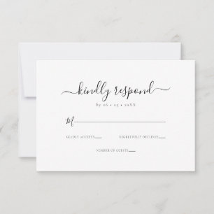 Elegant Kindly Respond Minimal Wedding RSVP Card