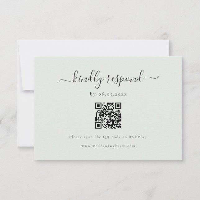 Elegant Kindly Respond QR Code RSVP Card (Front)