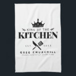Elegant King of The Kitchen Modern Personalised Tea Towel<br><div class="desc">Perfect gift for your dad,  grandpa,  brother,  or any important man in your life! Easily personalise yours at home!</div>