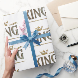 Elegant KING Royalty Lettering Crown Wrapping Paper
