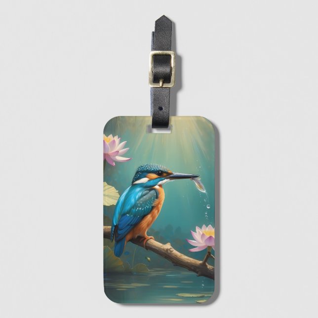 Elegant Kingfisher Bird  Luggage Tag (Front Vertical)