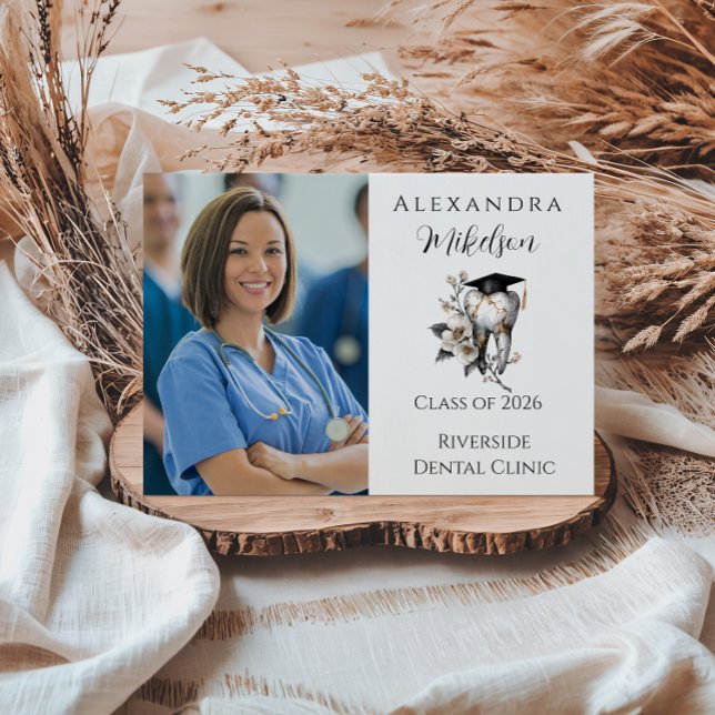 Elegant Kintsugi Floral Dental Graduation Party Announcement (Creator Uploaded)