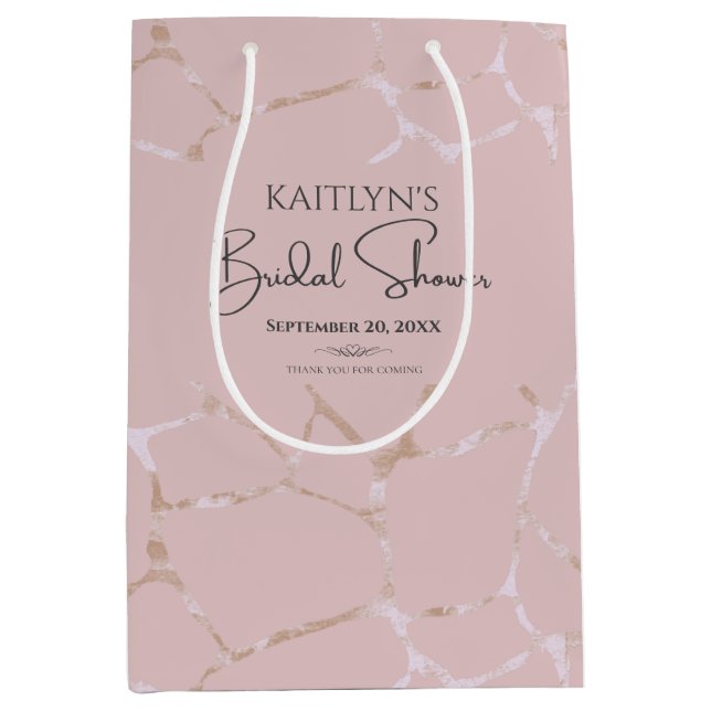 Elegant Kintsugi Pattern Bridal Shower Thank You Medium Gift Bag (Front)