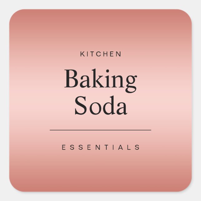 Elegant Kitchen Baking Soda Rose Gold Color Square Sticker (Front)