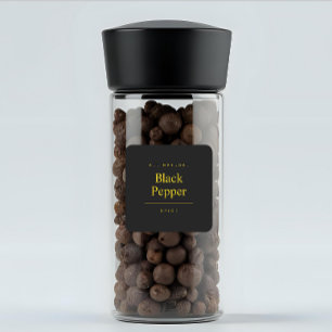 Elegant Kitchen Black Pepper Golden Color Spice Square Sticker