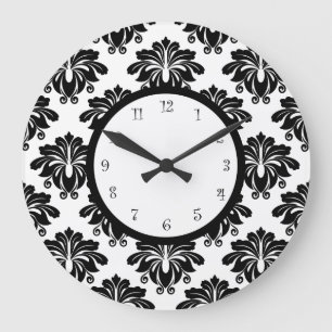 Elegant Kitchen Damask Wall Decor Large Clock