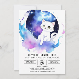 Elegant Kitty Magical Birthday Invitation