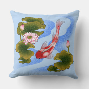 Elegant koi carp in lotus pond cushion