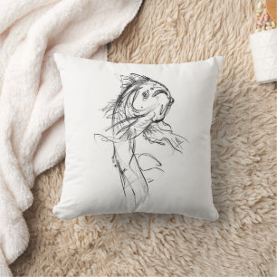Elegant Koi Fish Abstract Sketch Cushion