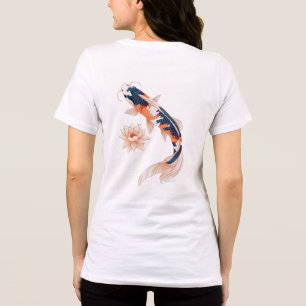 Elegant Koi Fish and Lotus Flower Double-Sided T-S Tri-Blend Shirt