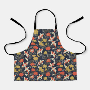 Elegant Koi Fish and Lotus Pattern Apron