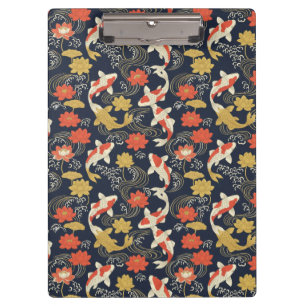 Elegant Koi Fish and Lotus Pattern Clipboard