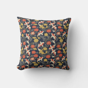 Elegant Koi Fish and Lotus Pattern Cushion