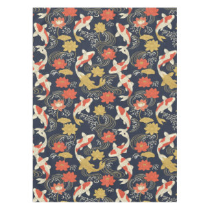 Elegant Koi Fish and Lotus Pattern Tablecloth