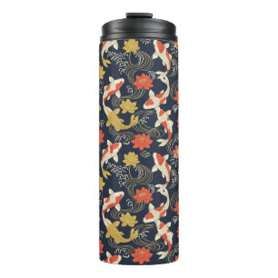Elegant Koi Fish and Lotus Pattern Thermal Tumbler
