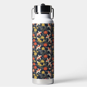 Elegant Koi Fish and Lotus Pattern Water Bottle