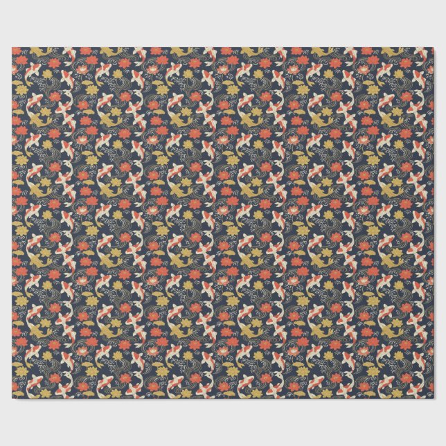 Elegant Koi Fish and Lotus Pattern Wrapping Paper (Seam)