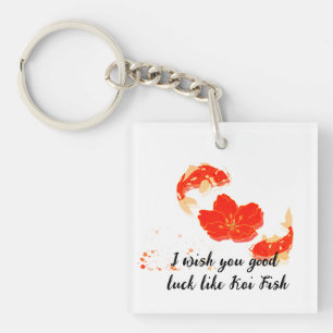 Elegant Koi Fish and Red Blossom Art Japanese S Key Ring