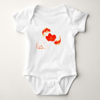 Elegant Koi Fish and Red Blossom Art | Japanese St Baby Bodysuit