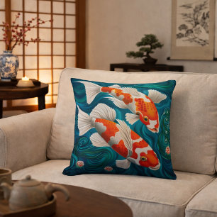 Elegant Koi Fish Design Cushion
