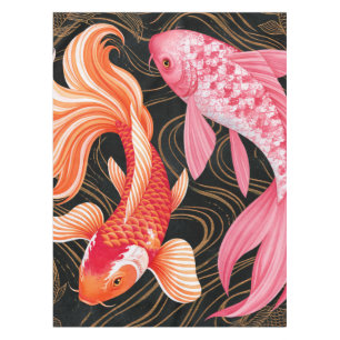 Elegant Koi Fish Japanese Watercolor Tablecloth