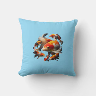 Elegant Koi Fish on Black – High Quality Centered Cushion
