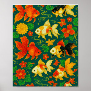 Elegant Koi Pond Pattern Poster