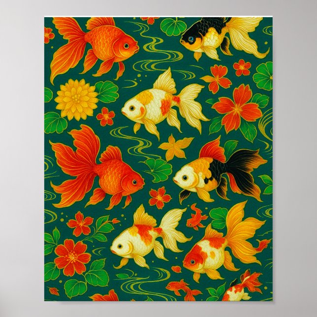 Elegant Koi Pond Pattern Poster (Front)